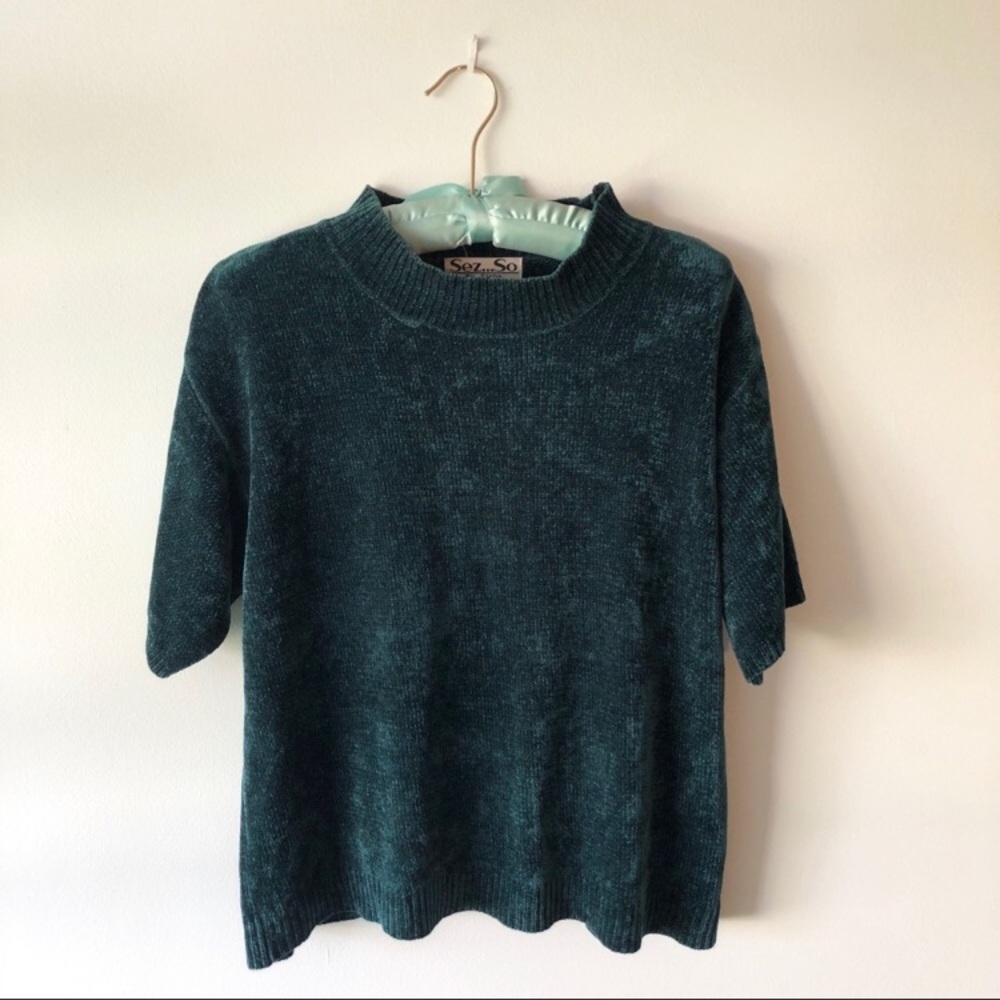 Vintage Crushed Velvet Mock Turtleneck